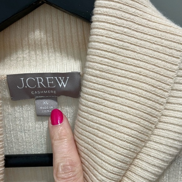 J crew Featherweight cashmere turtleneck sweater rhinestones buttercream XL - Picture 10 of 11